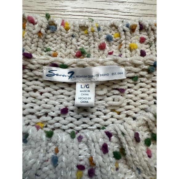 Seven 7 Women's Popcorn Rainbow Confetti Knit Long Sleeve Crewneck Sweater. Sz L - Picture 5 of 10